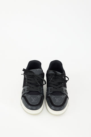 Louis Vuitton Black Leather LV Trainer Monogram Sneaker