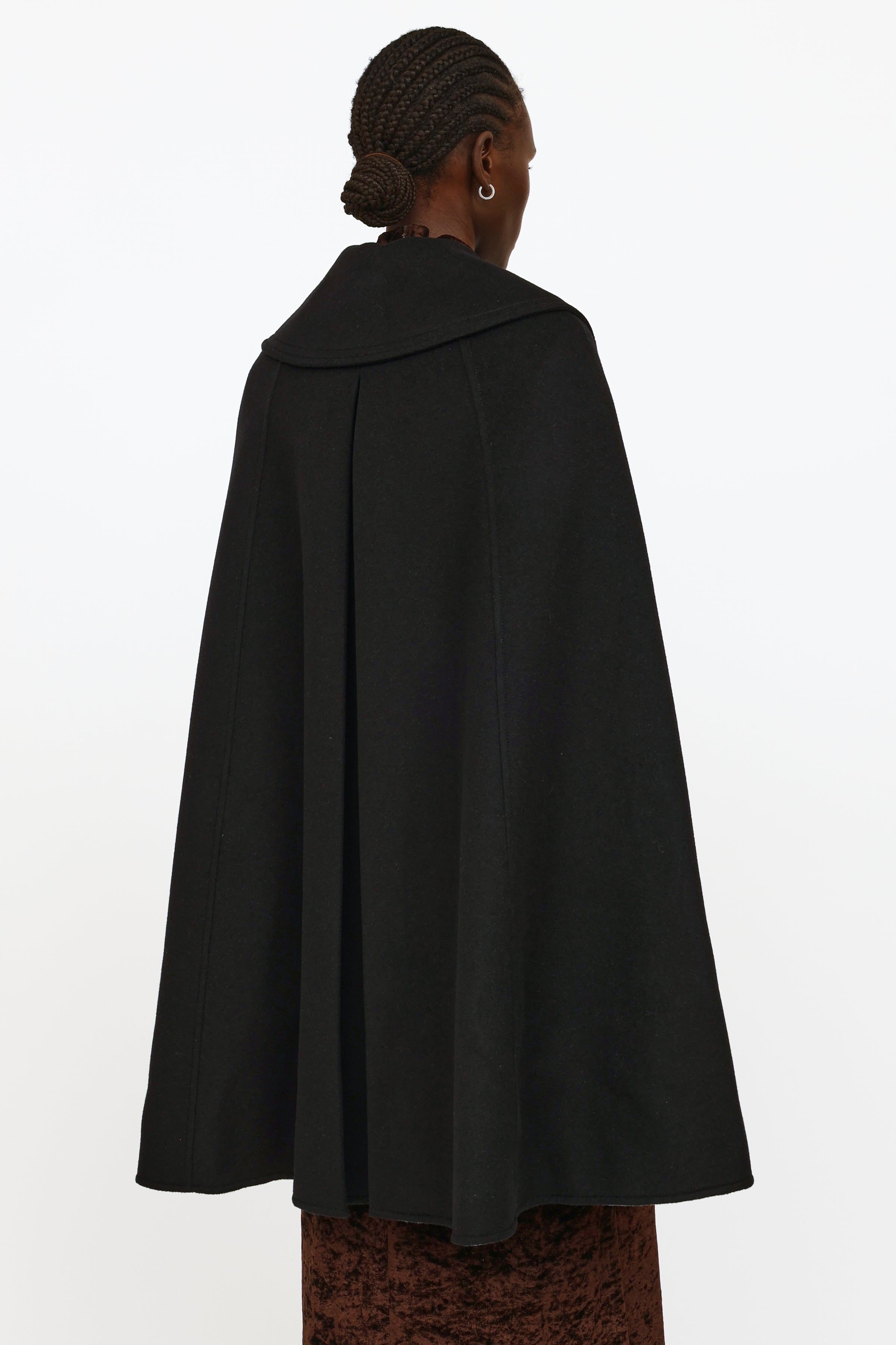 Louis Vuitton Black Silk Monogram CAPE, MINK Collar Coat Jacket