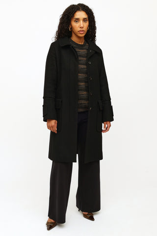 Louis Vuitton Black Cashmere Coat Belted Jacket