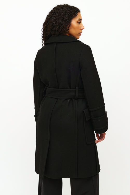 Louis Vuitton Black Cashmere Coat Belted Jacket