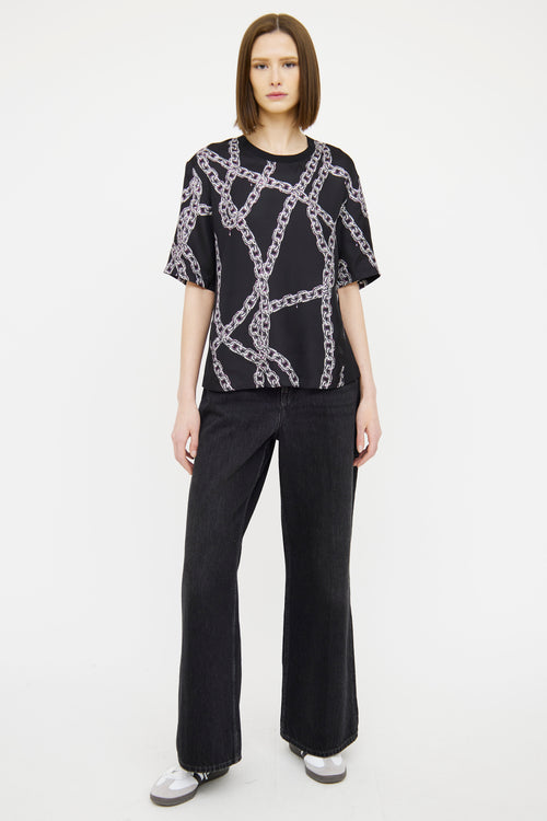 Louis Vuitton 17 Black Silk Blend Chain Print T-Shirt