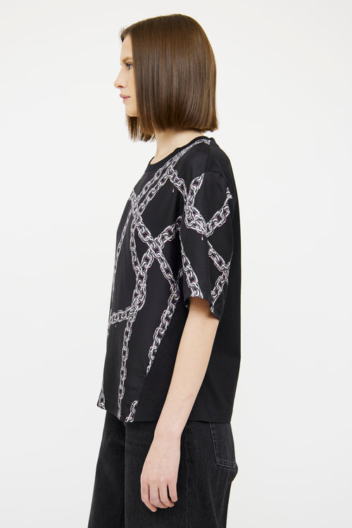 Louis Vuitton 20 Black Silk Blend Chain Print T-Shirt