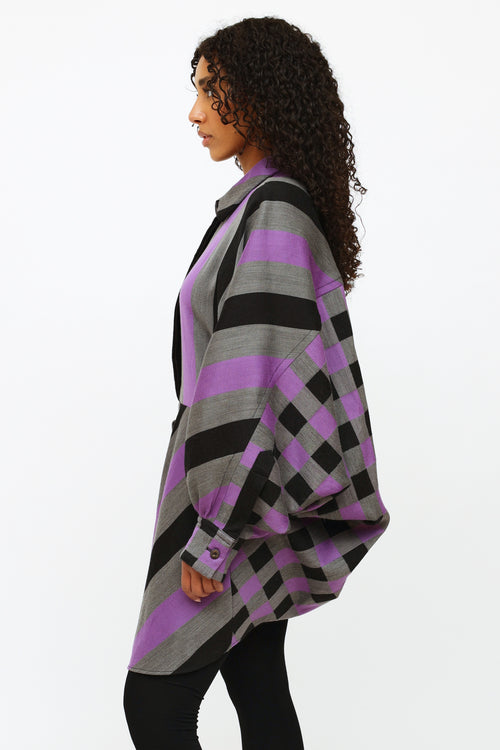 Louis Vuitton Purple, Black and Grey Striped Dress