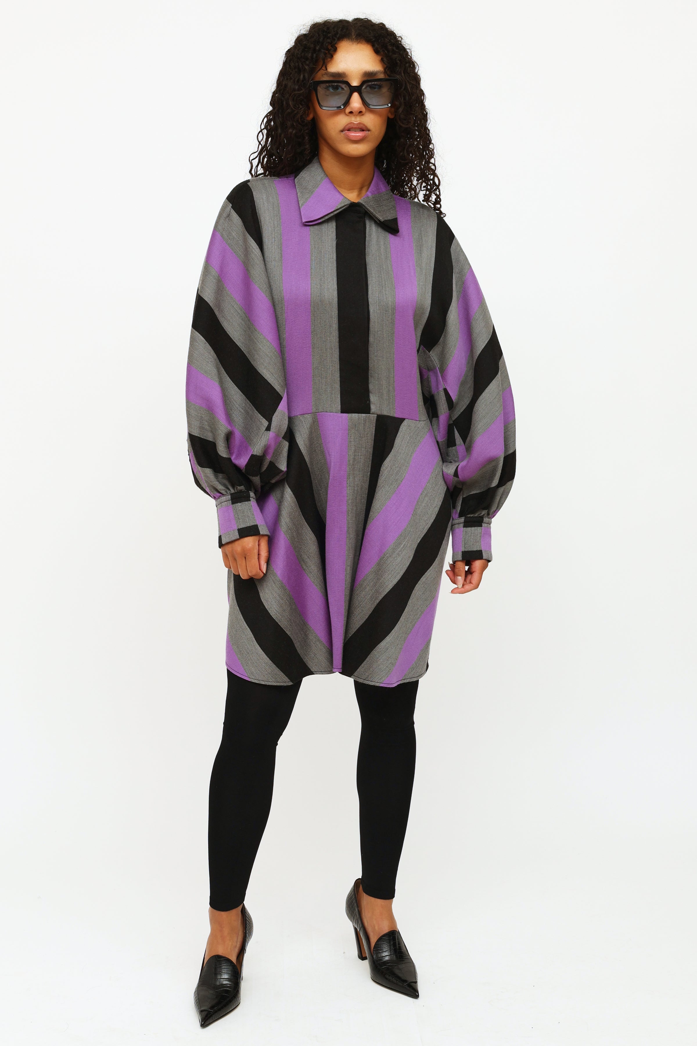 Louis Vuitton // Purple, Black and Grey Striped Dress – VSP Consignment
