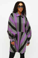 Louis Vuitton Purple, Black and Grey Striped Dress