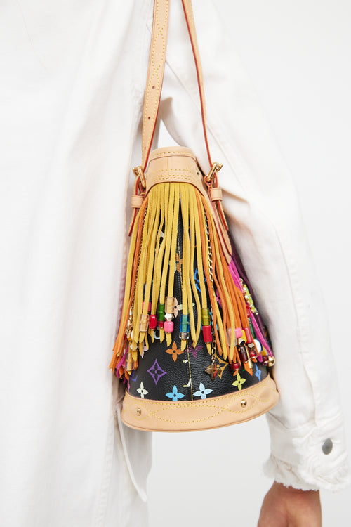 Louis Vuitton 2006 Black Murakami Fringe Bucket Bag