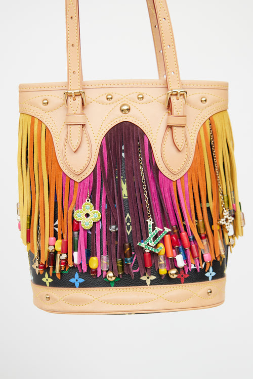 Louis Vuitton 2006 Black Murakami Fringe Bucket Bag