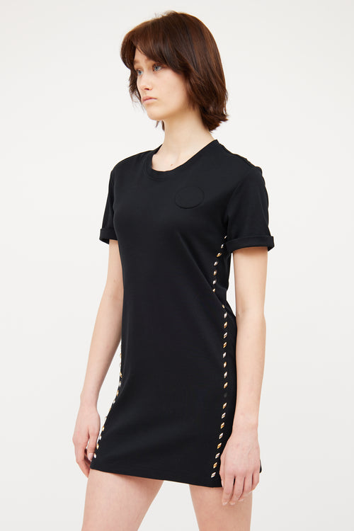 Louis VuittonBlack Studded T-Shirt Dress