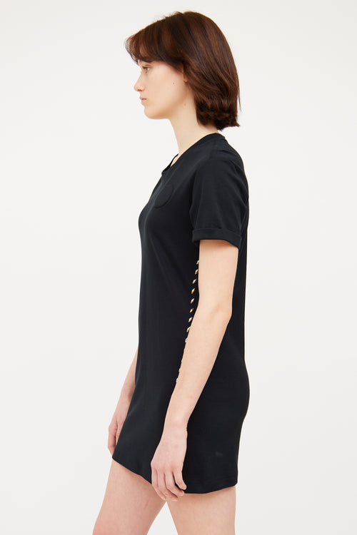 Louis VuittonBlack Studded T-Shirt Dress