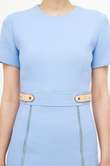 Louis Vuitton Blue & Brown Wool Zip Dress