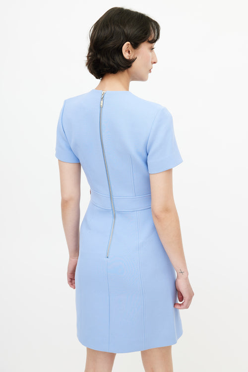 Louis Vuitton Blue & Brown Wool Zip Dress