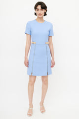 Louis Vuitton Blue & Brown Wool Zip Dress
