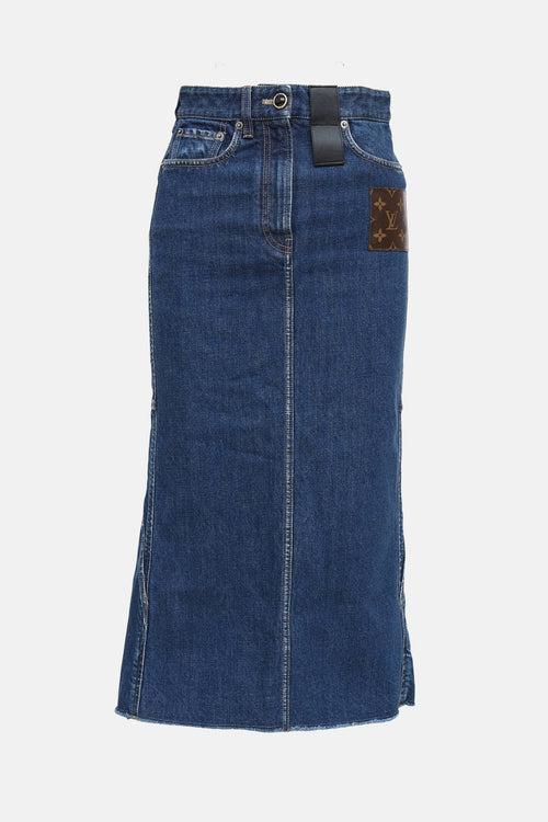 Louis Vuitton Denim Midi Skirt