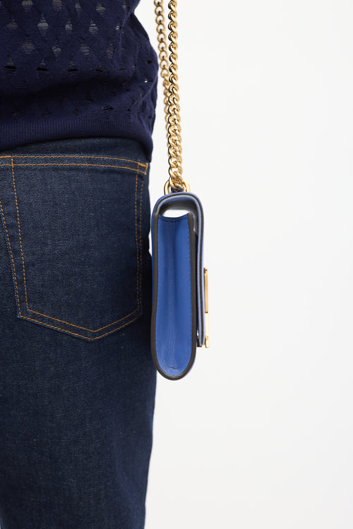 Louis Vuitton Blue Leather Louise GM Chain Clutch