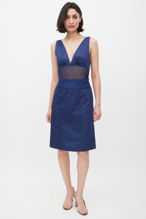 Louis Vuitton Blue Mesh Insert Dress