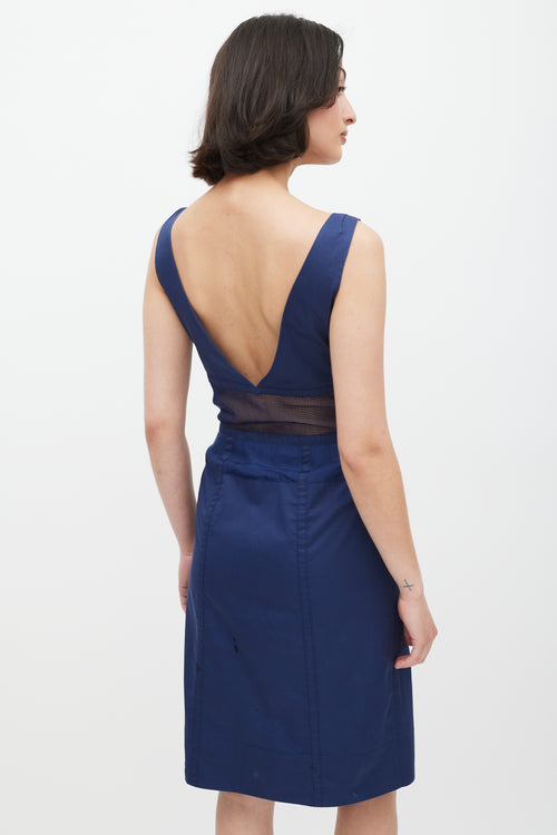 Louis Vuitton Blue Mesh Insert Dress