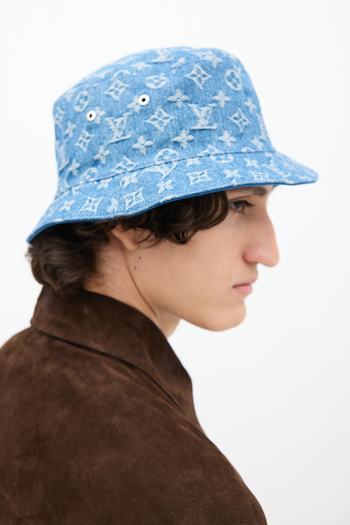 Louis Vuitton Blue Monogram Reversible Bucket Hat