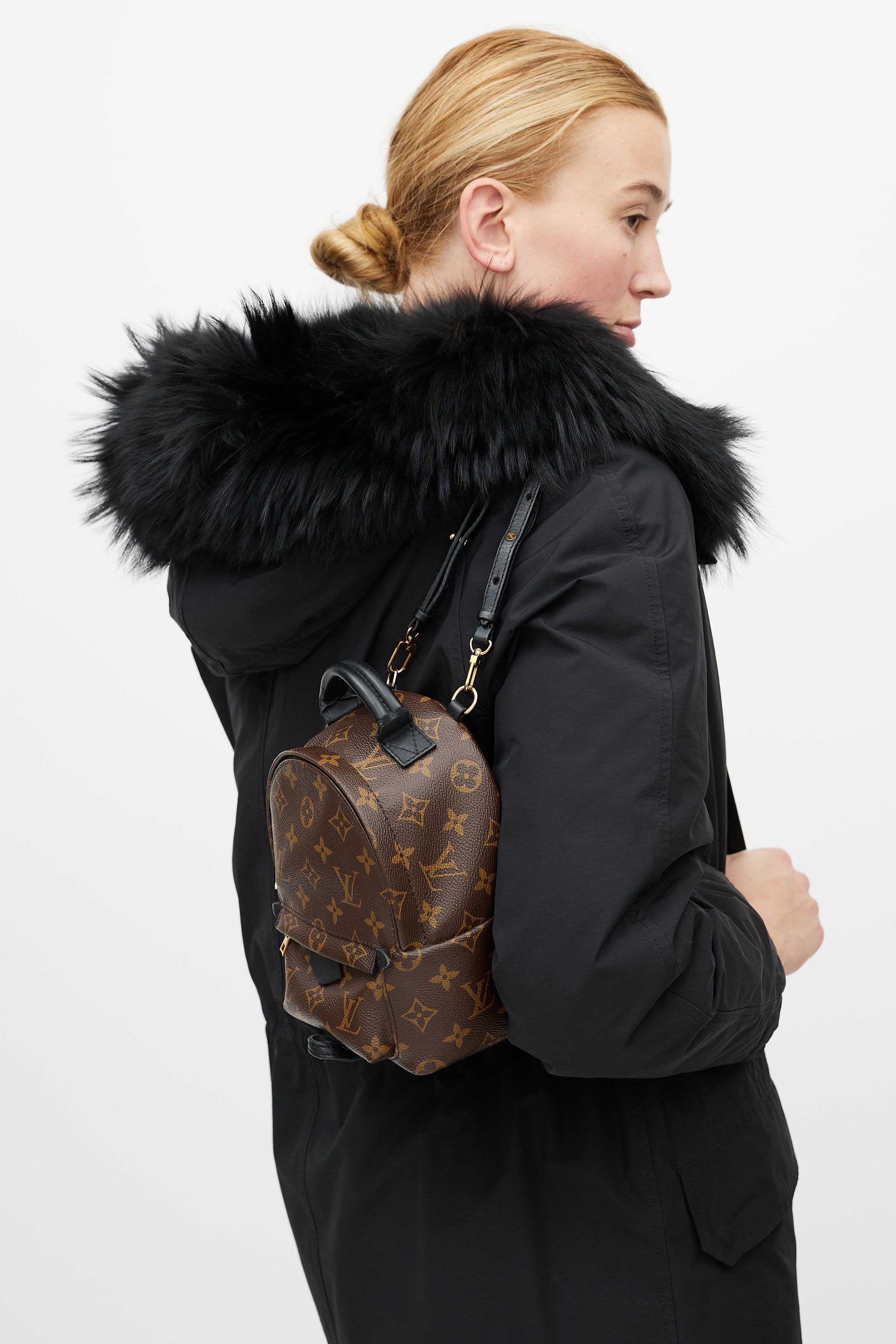 Louis Vuitton // Brown & Black Palm Springs Monogram Mini Backpack VSP Consignment Louis Vuitton // Brown & Black Palm Springs Monogram Mini Backpack VSP Consignment