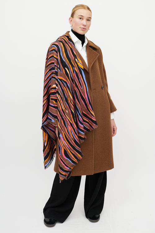 Louis Vuitton Brown & Multicolour Silk Monogram Stripe Scarf