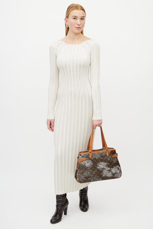 Louis Vuitton Brown & White Dentelle Batignolles Monogram Bag
