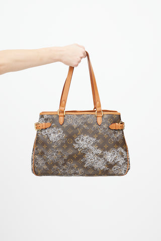 Louis Vuitton Brown & White Dentelle Batignolles Monogram Bag
