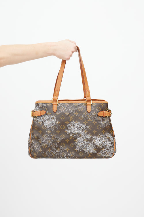 Louis Vuitton Brown & White Dentelle Batignolles Monogram Bag