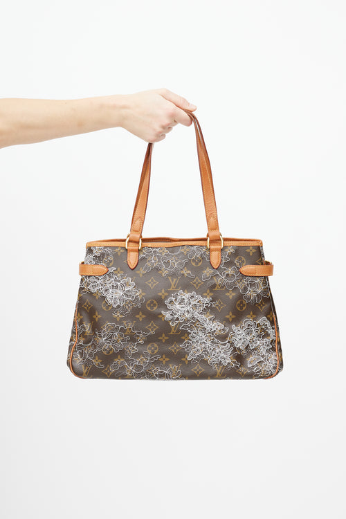 Louis Vuitton Brown & White Dentelle Batignolles Monogram Bag