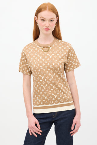 Louis Vuitton Brown & Beige Monogram Chain T-Shirt