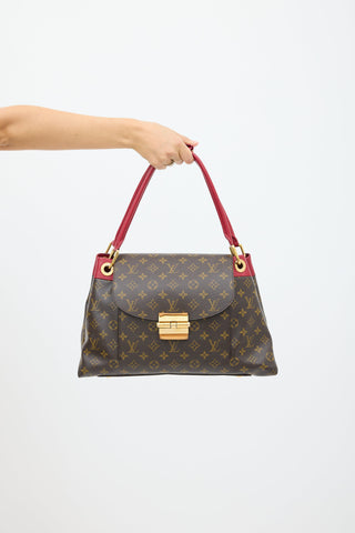 Louis Vuitton 2012 Brown & Burgundy Olympe MM Monogram Bag