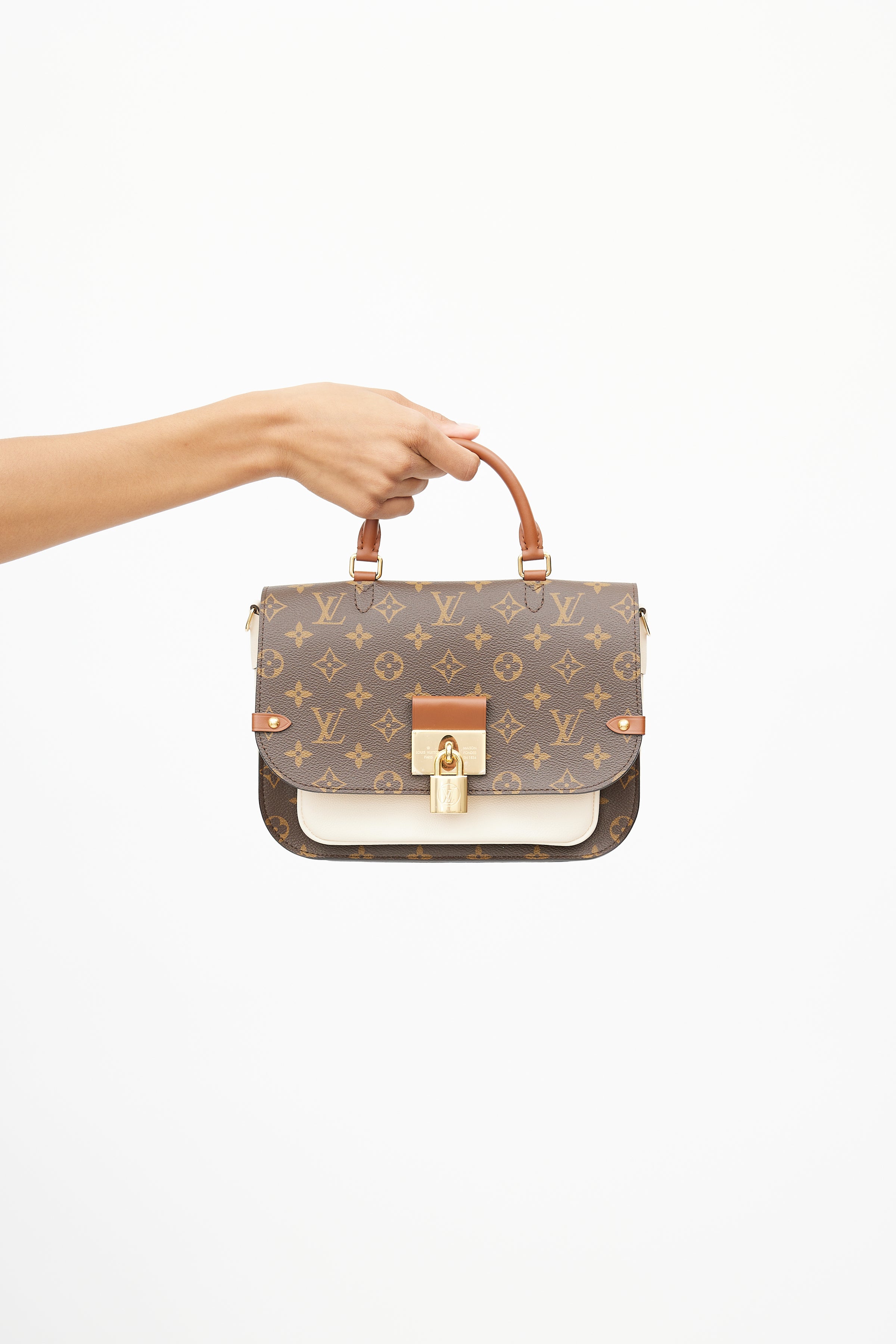 Louis Vuitton Creme Monogram Canvas and Leather Vaugirard Bag