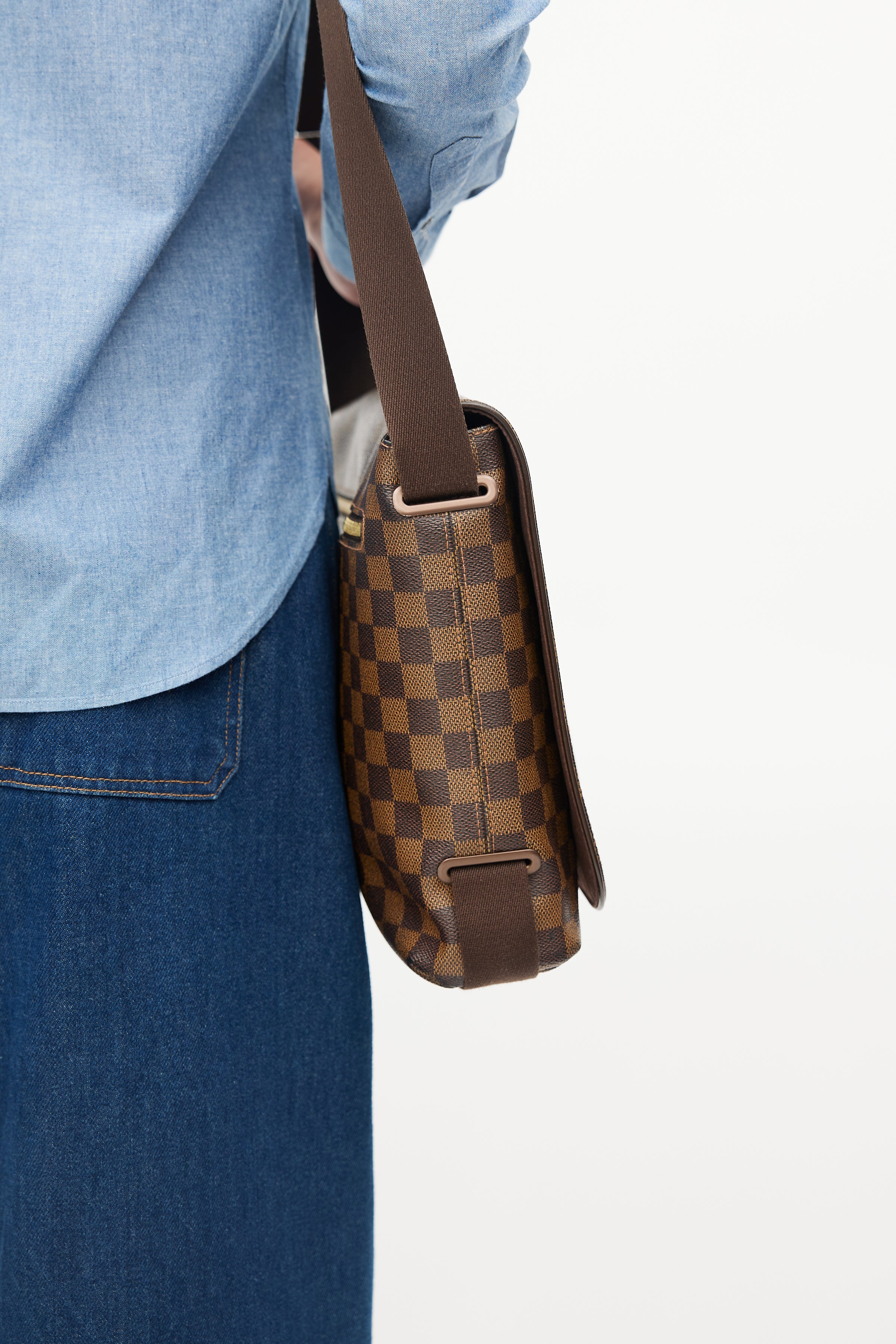 Louis Vuitton Damier Brooklyn GM Leather Fabric Brown Shoulder bag 648
