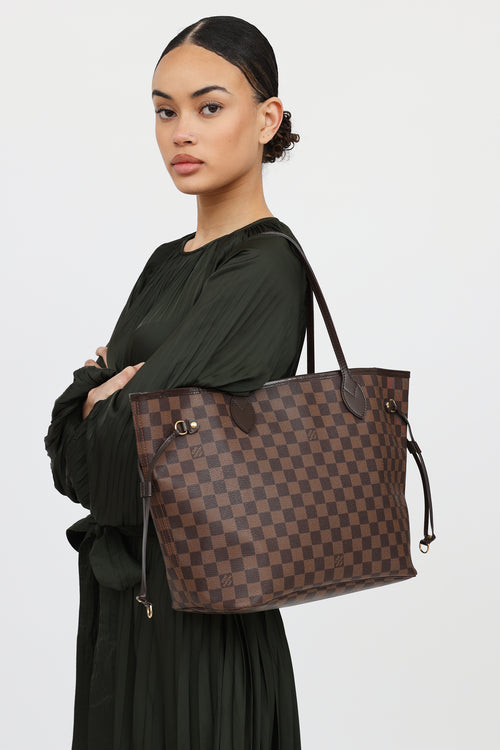 Louis Vuitton 2012 Damier Ebene Neverfull MM Tote Bag
