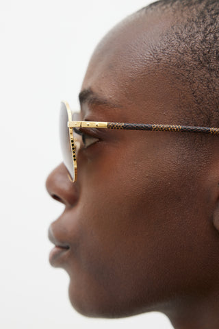 Louis Vuitton Brown & Gold Damier Ebene Z0202U Sunglasses