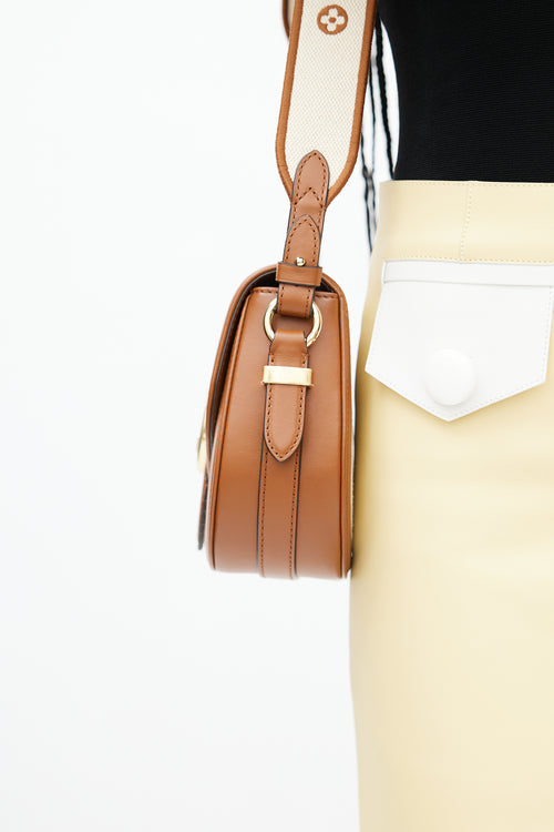 Louis Vuitton Brown Leather & Canvas Pont 9 Soft MM Crossbody Bag