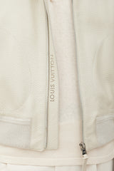 Louis Vuitton Cream & Silver Leather Bomber Jacket