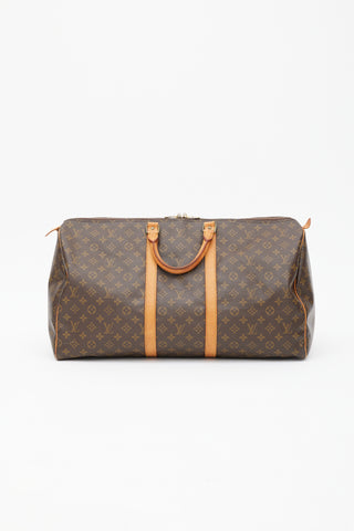 Louis Vuitton Brown Monogram Canvas Keepall 55 Duffle Bag
