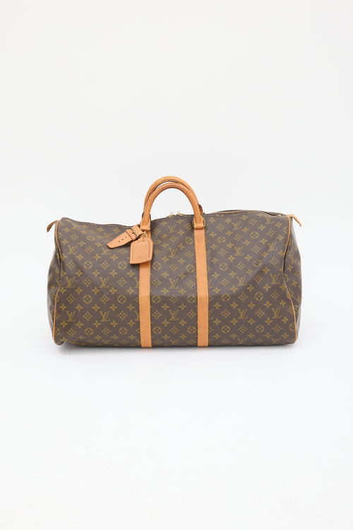 Louis Vuitton Brown Monogram Canvas Keepall 55 Duffle Bag