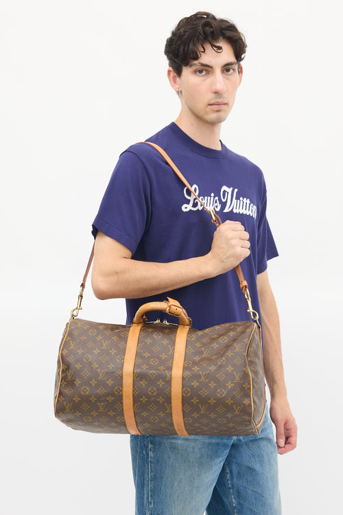 Louis Vuitton Brown Monogram Keepall Bandoulière 45 Duffle Bag