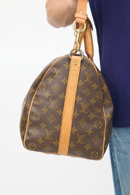 Louis Vuitton Brown Monogram Keepall Bandoulière 45 Duffle Bag