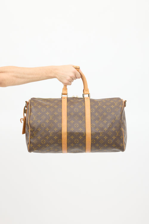 Louis Vuitton Brown Monogram Keepall Bandoulière 45 Duffle Bag