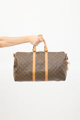 Louis Vuitton Brown Monogram Keepall Bandoulière 45 Duffle Bag