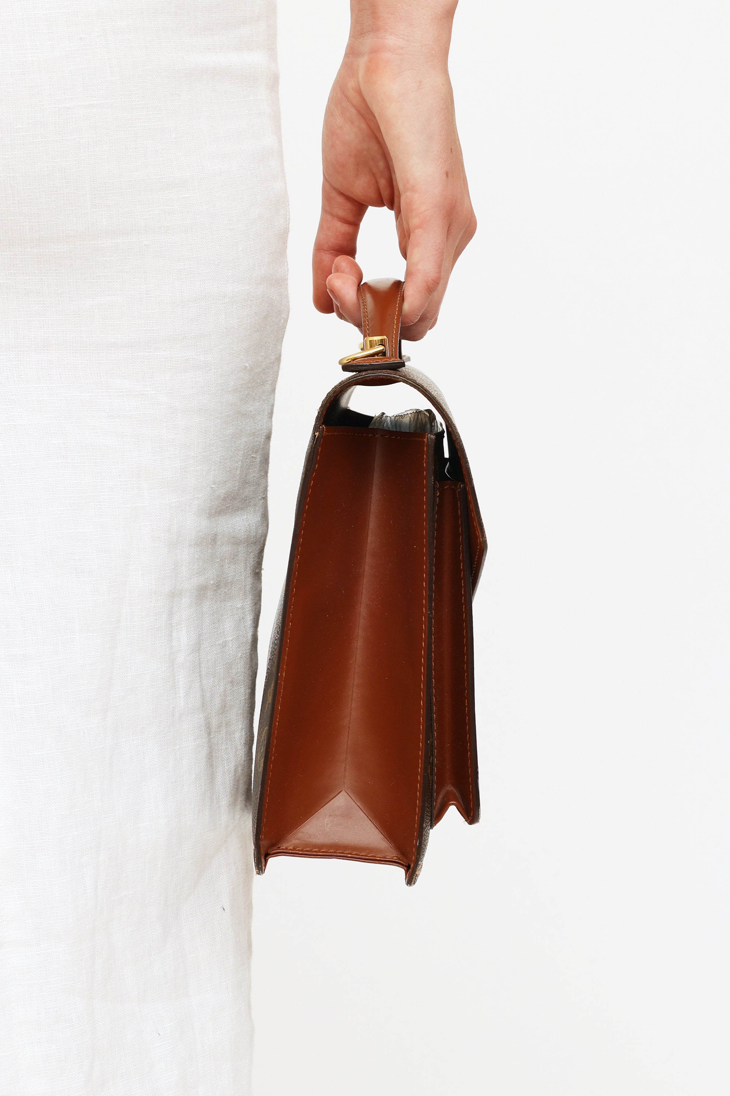 Monceau cloth handbag Louis Vuitton Brown in Fabric - 25253277