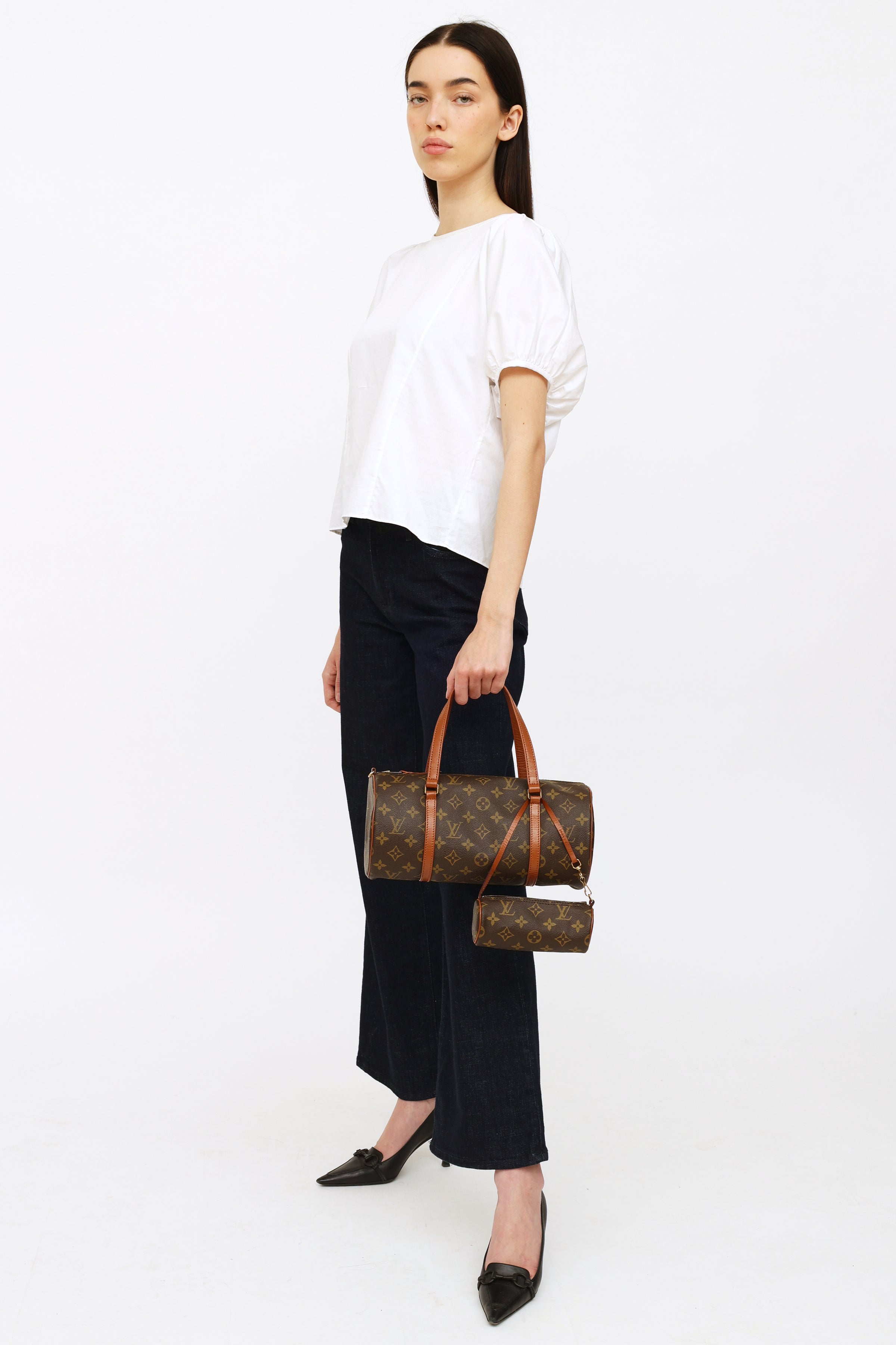 Papillon cloth handbag Louis Vuitton Brown in Cloth - 37403985