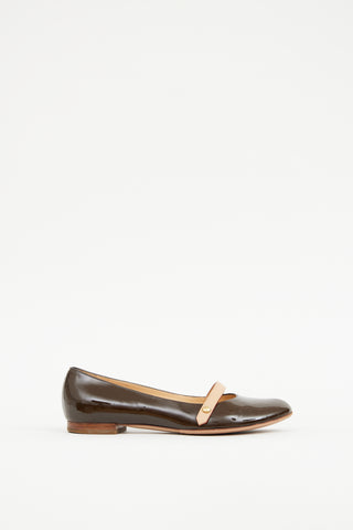 Louis Vuitton Brown Patent Leather Mary Jane Pump