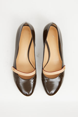 Louis Vuitton Brown Patent Leather Mary Jane Pump