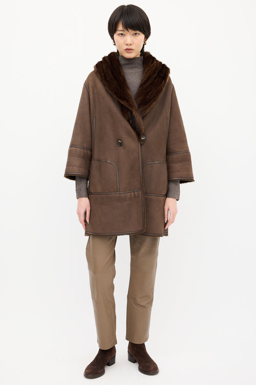 Louis Vuitton Brown Suede & Shearling Coat