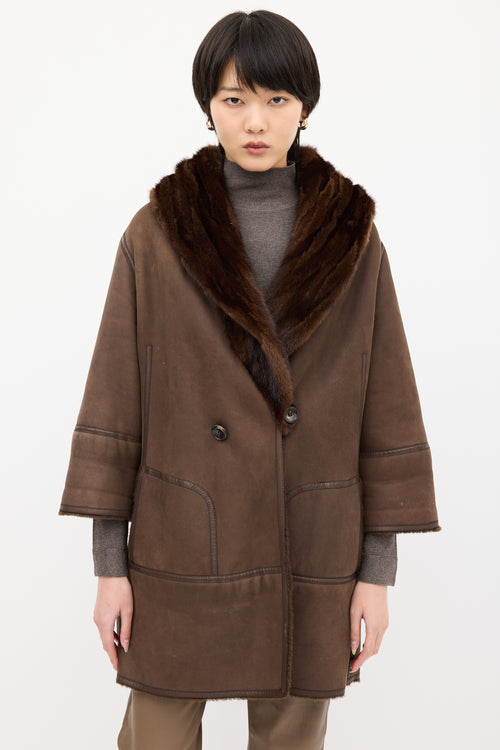 Louis Vuitton Brown Suede & Shearling Coat