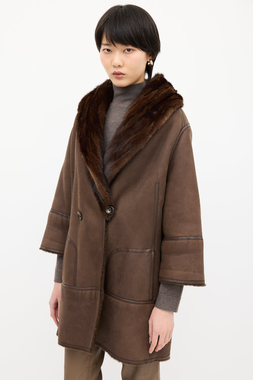 Louis Vuitton Brown Suede & Shearling Coat