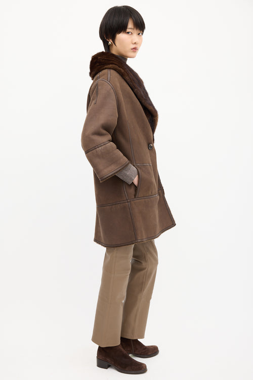 Louis Vuitton Brown Suede & Shearling Coat