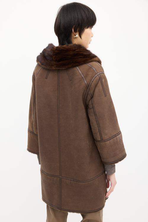 Louis Vuitton Brown Suede & Shearling Coat